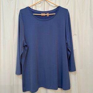 Chico's Periwinkle Blue Long Bracelet Sleeve Tunic Top Pullover Size 3 (XL)